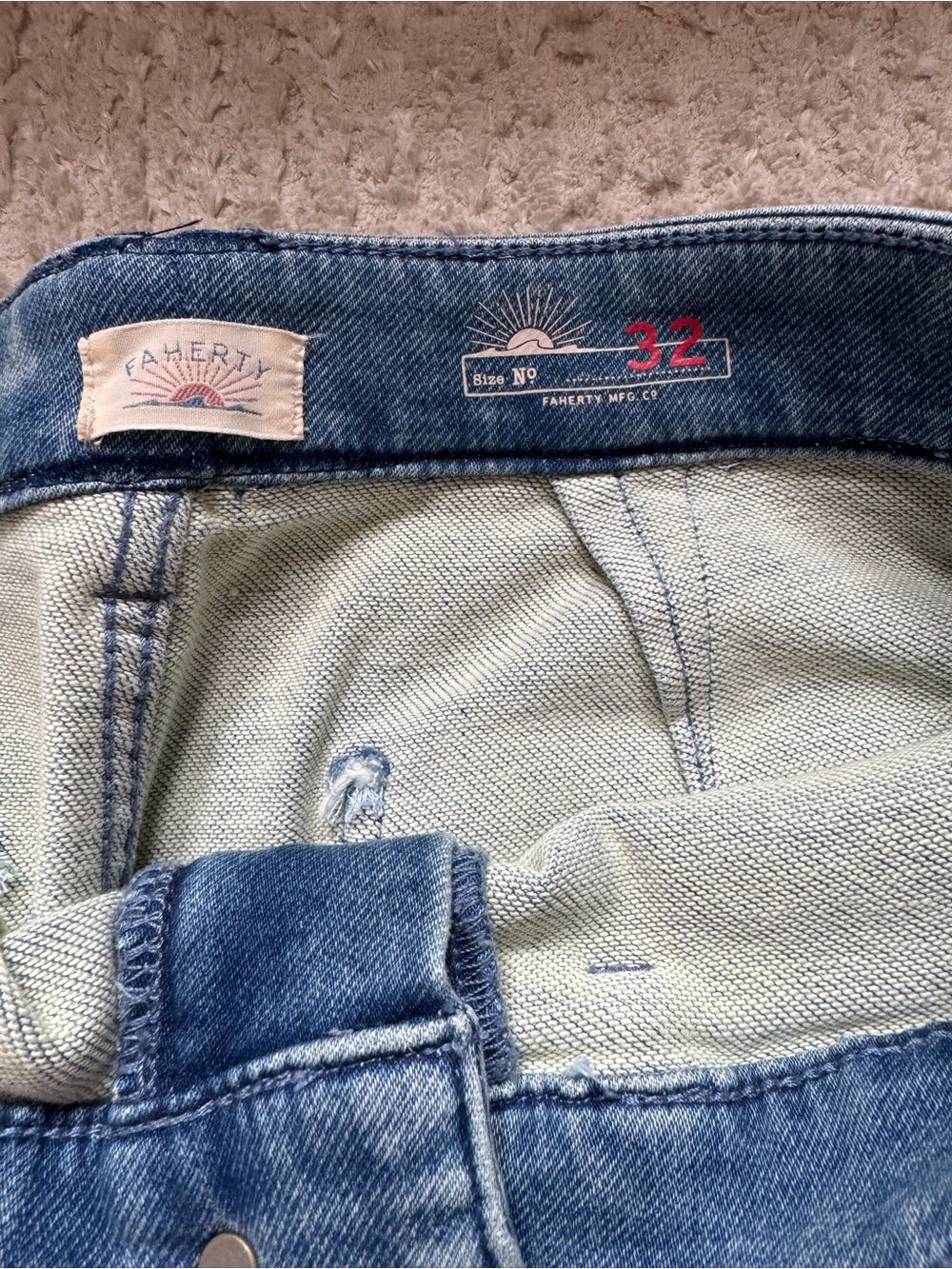 Faherty Vintage-Inspired Light Blue Jeans - Size 32